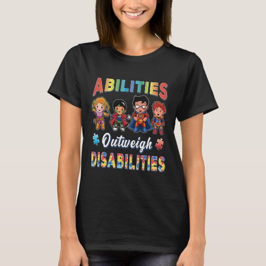 自閉症意識の少年の能力が障害を凌駕 Tシャツ (正面)