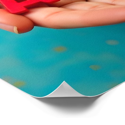 自閉症意識の手が手紙を持カラフルつ ポスター (角)