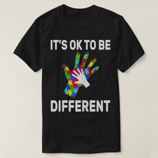 自閉症意識の手のパズ違うズでいいんだ Tシャツ (デザイン正面)