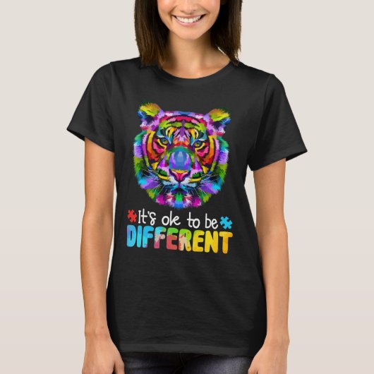 自閉症意識の日カラーでいい違うよ Tシャツ (正面)
