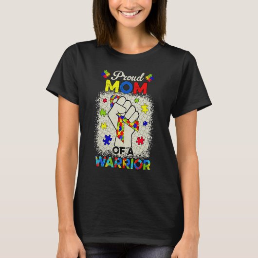 自閉症意識の母の戦士サポート Tシャツ (正面)