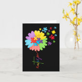 自閉症意識ひまわりパズルピース子供 カード (黄色い花)