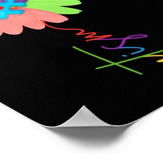 自閉症意識ひまわりパズルピース子供 ポスター (角)