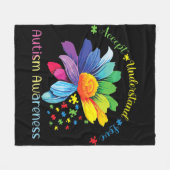 自閉症意識ひまわり受け入れ理解の愛 フリースブランケット (正面(横))