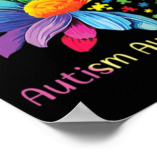 自閉症意識ひまわり受け入れ理解の愛 ポスター (角)