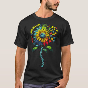 自閉症意識ひまわり受け入れ理解の愛 Tシャツ