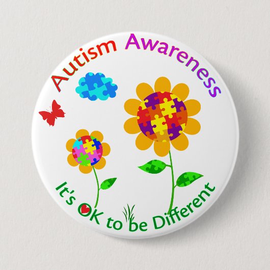 自閉症意識ひまわり 缶バッジ (正面)