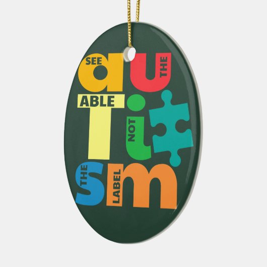 自閉症意識をラベルに表さない能力を見る セラミックオーナメント (左)