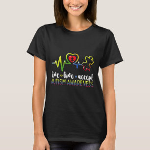自閉症意識を受け入れる生きた愛 Tシャツ