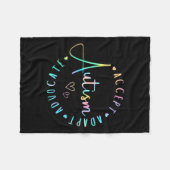 自閉症意識を受け入れ支持者を理解する フリースブランケット (正面(横))