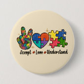 自閉症意識を受け入れ、愛し、理解する 缶バッジ (正面)