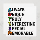 自閉症意識アクロスティックかわいい虹の単語詩 (正面/裏面)