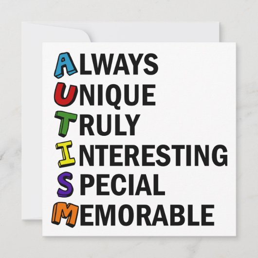 自閉症意識アクロスティックかわいい虹の単語詩 (正面)