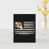 自閉症意識アメリカ国旗の手と甲 カード (黄色い花)