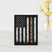 自閉症意識アメリカ国旗 カード (黄色い花)
