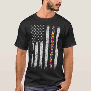 自閉症意識アメリカ国旗 Tシャツ