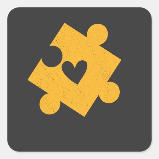 自閉症意識イエローパズルピースポケット スクエアシール (正面)