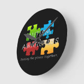 自閉症意識ウォールクロック ラウンド壁時計 (傾斜)