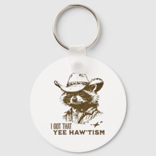 自閉症意識カウボーイラクーンI得that Yee Haw キーホルダー