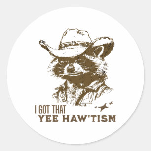 自閉症意識カウボーイラクーンI得that Yee Haw ラウンドシール