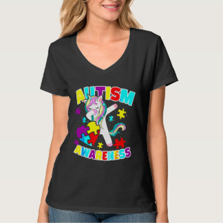 自閉症意識ガールダビングユニコーンハートパズル Tシャツ