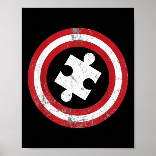 自閉症意識キッズメンズパズルスーパーヒーローキャプテン ポスター (正面)