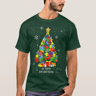 自閉症意識クリスマスツリークリスマスマッチング費用 Tシャツ