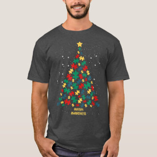自閉症意識クリスマスツリー自閉症クリスマスC Tシャツ