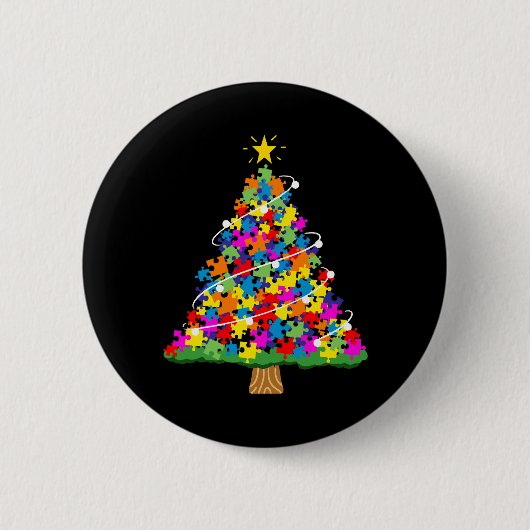 自閉症意識クリスマスツリー 缶バッジ (正面)