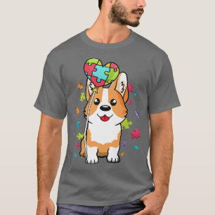 自閉症意識コルギパピードッグパズルハートBal Tシャツ