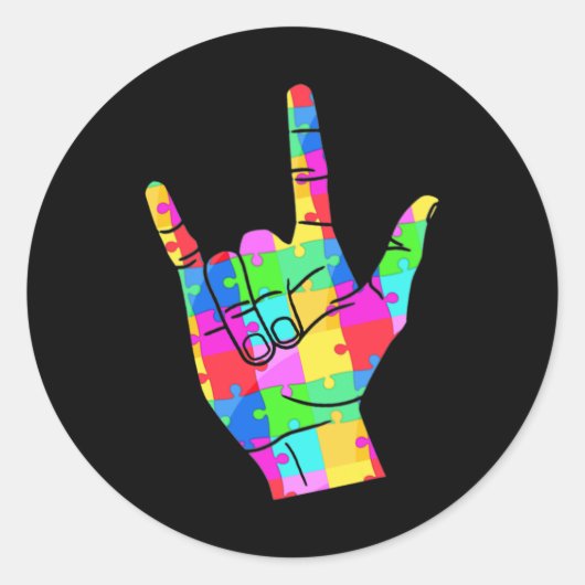 自閉症意識サイン言語ギフトAsl Love ラウンドシール (正面)