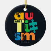 自閉症意識サポートにラベル付けできない機能を参照 セラミックオーナメント (正面)