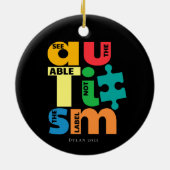 自閉症意識サポートにラベル付けできない機能を参照 セラミックオーナメント (裏面)