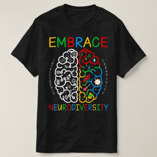 自閉症意識シャツが神経多様性を受け入れるADHD Tシャツ (デザイン正面)