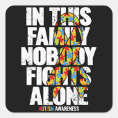 自閉症意識シャツファミリーサポートママ自閉症A スクエアシール (正面)