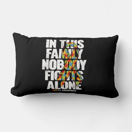 自閉症意識シャツファミリーサポートママ自閉症A ランバークッション (正面)