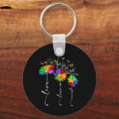 自閉症意識シャツライブラブ自閉症フロロを受け入れる キーホルダー (正面)