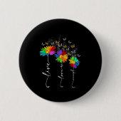 自閉症意識シャツライブラブ自閉症フロロを受け入れる 缶バッジ (正面)