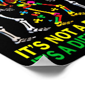 自閉症意識スケルトン踊り自閉症キッズAw ポスター (角)