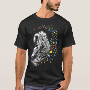 自閉症意識スケートボードスペースマンS Tシャツ