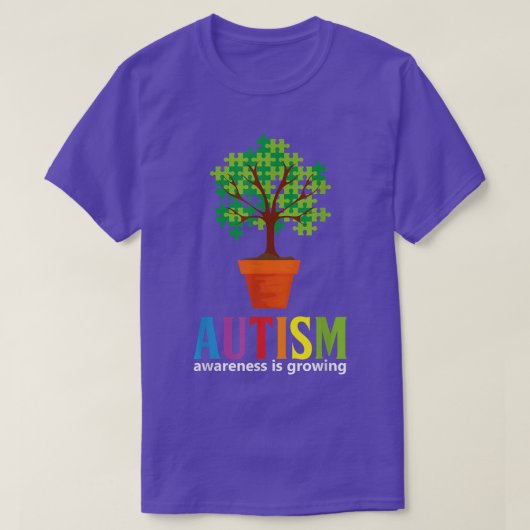 自閉症意識ツリー自閉症パズルリボンスペシ Tシャツ (デザイン正面)
