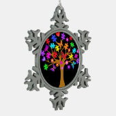 自閉症意識ツリー スノーフレークピューターオーナメント (左)