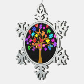 自閉症意識ツリー スノーフレークピューターオーナメント (右)