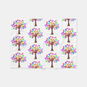 自閉症意識ツリー フリースブランケット (正面(横))