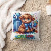 自閉症意識ハイランドカウアクセント枕 クッション (ブランケット)