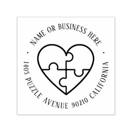 自閉症意識ハートパズル名差出人住所 セルフインキングスタンプ
