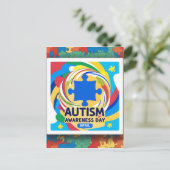 自閉症意識ハート4月 ポストカード (スタンド正面)