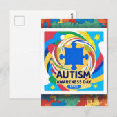 自閉症意識ハート4月 ポストカード (正面/裏面)