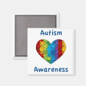 自閉症意識ハート マグネット (正面/裏面)