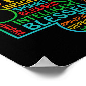 自閉症意識ハート 賛美 ポスター (角)